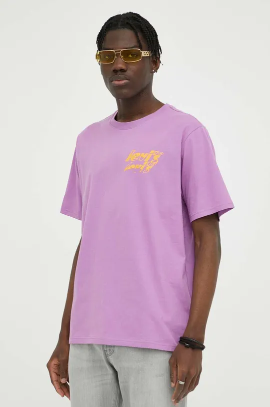 fioletowy Levi's t-shirt bawełniany