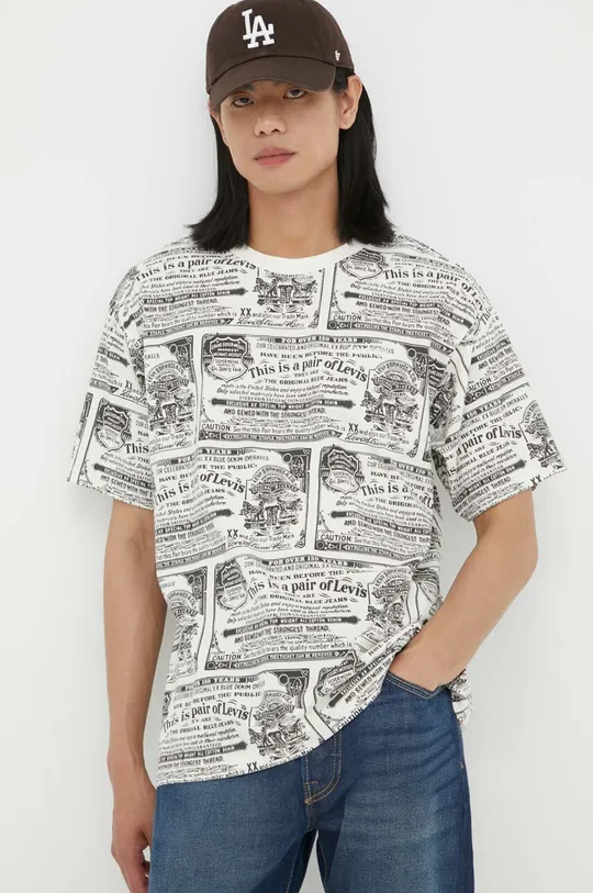 Βαμβακερό μπλουζάκι Levi's μπεζ