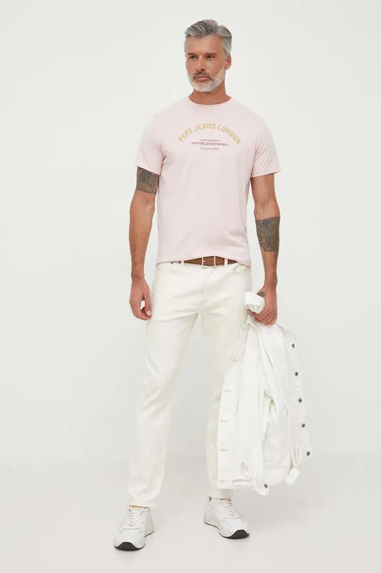 Bombažna kratka majica Pepe Jeans Waddon roza