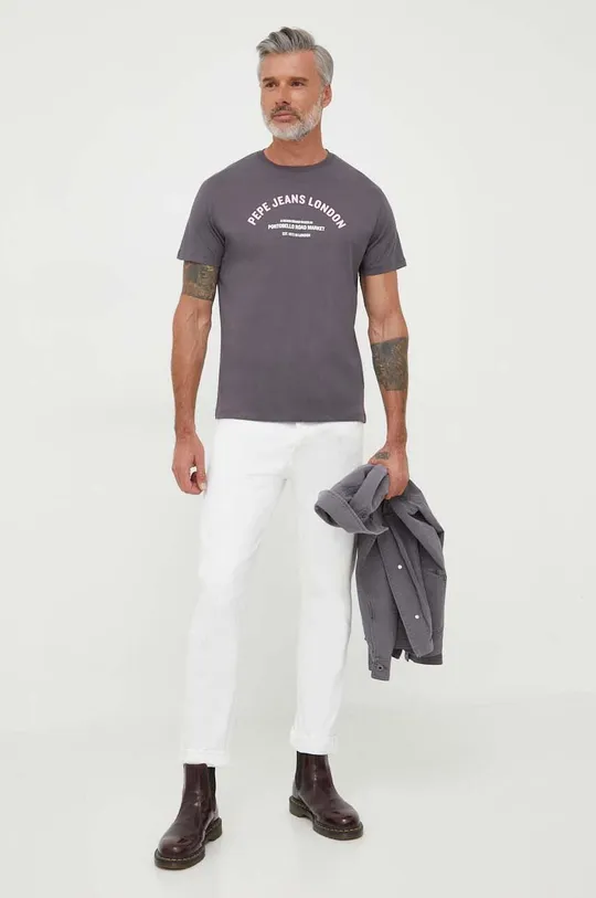 Βαμβακερό μπλουζάκι Pepe Jeans Waddon γκρί