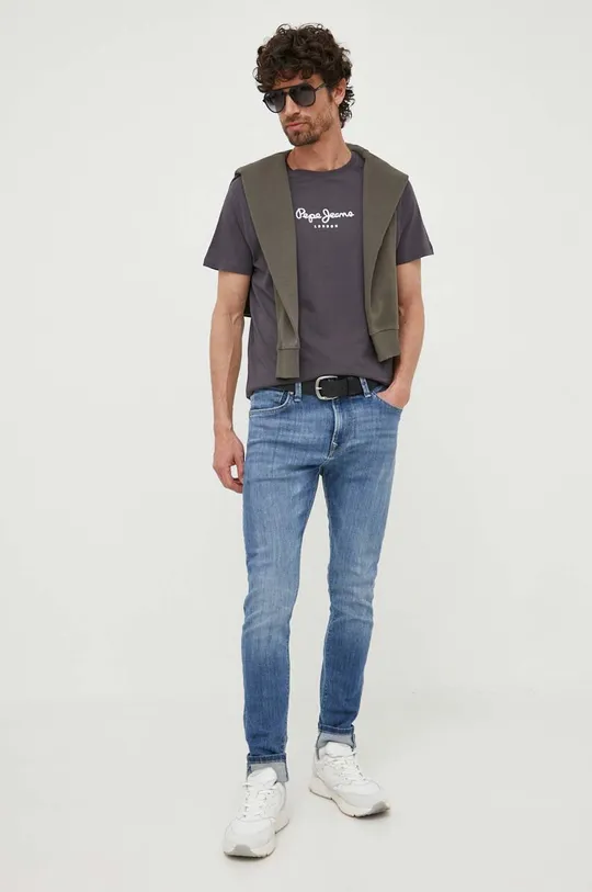 Bavlnené tričko Pepe Jeans Edward Tee sivá