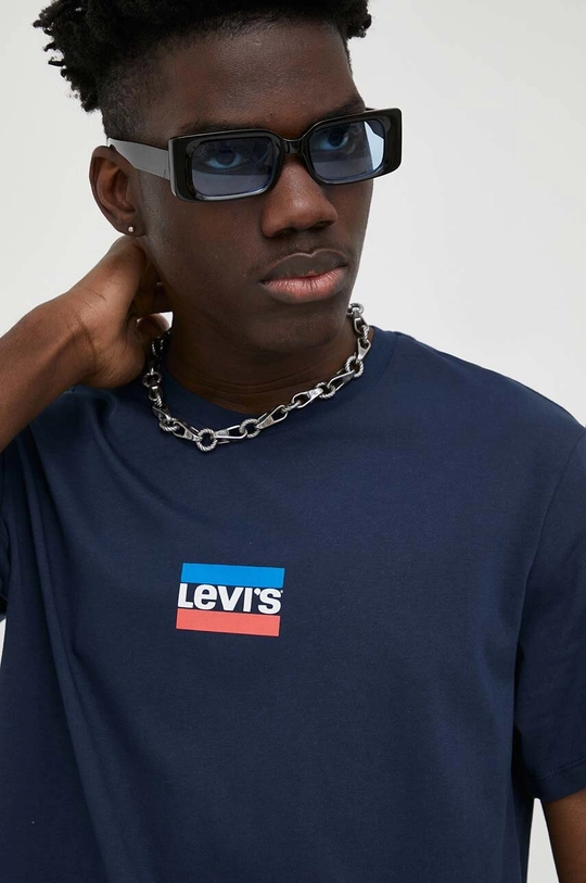 sötétkék Levi's pamut póló