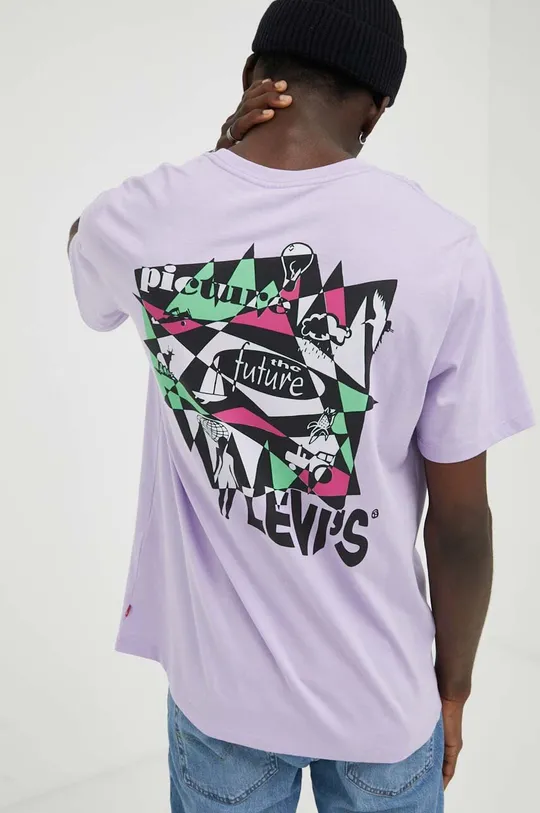fioletowy Levi's t-shirt bawełniany Męski