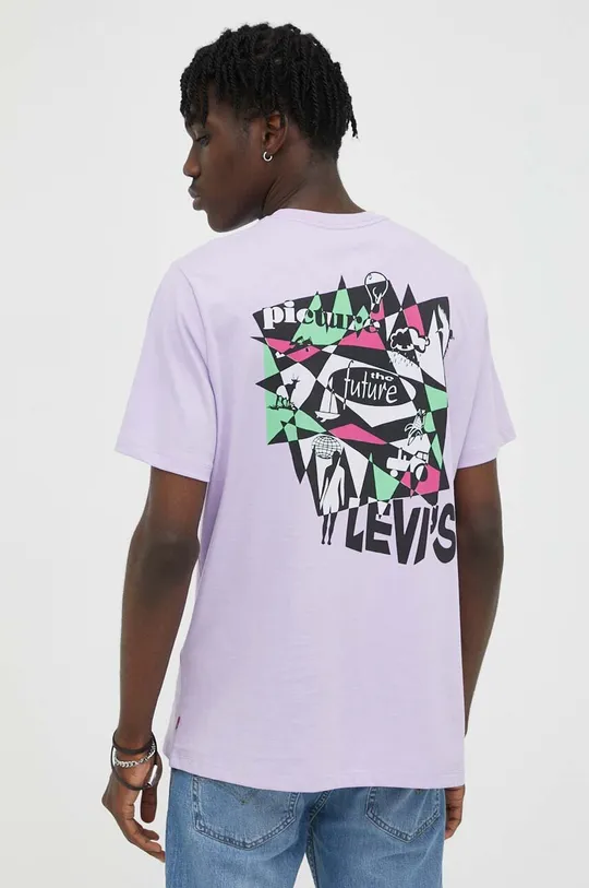 vijolična Bombažna kratka majica Levi's