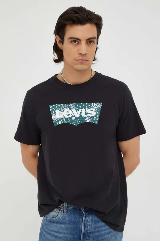 črna Bombažna kratka majica Levi's