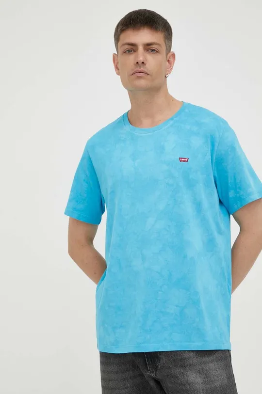 Βαμβακερό μπλουζάκι Levi's μπλε