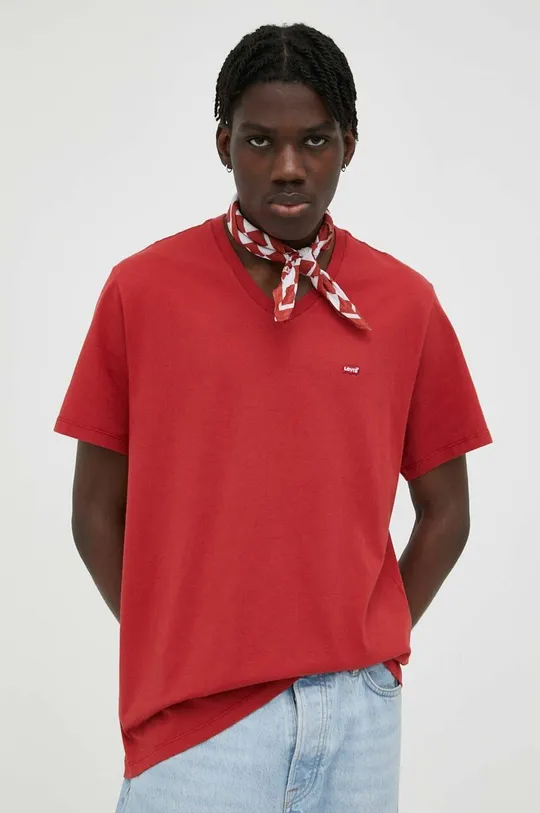 κόκκινο Βαμβακερό μπλουζάκι Levi's Ανδρικά
