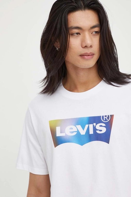 fehér Levi's pamut póló Férfi