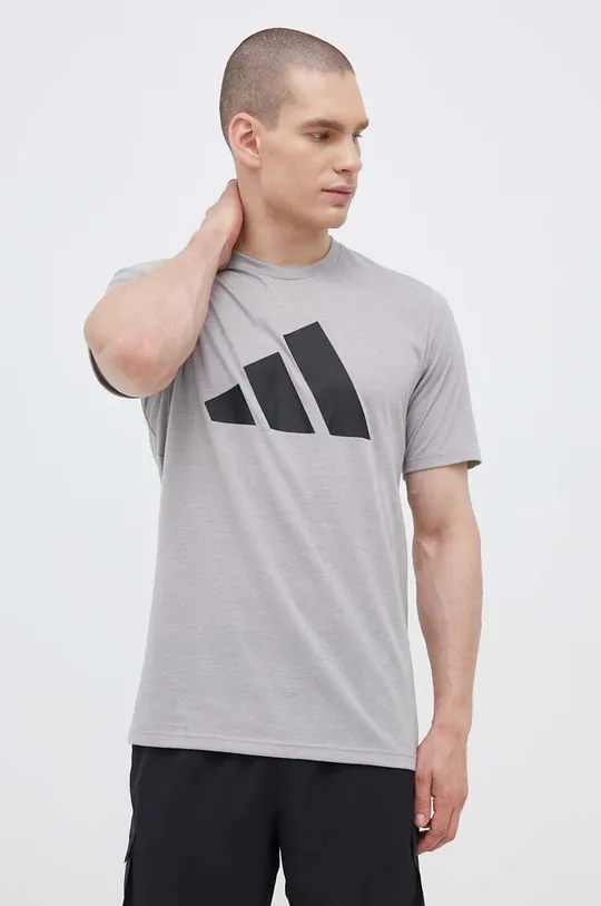 szary adidas Performance t-shirt treningowy Train Essentials Feelready Logo