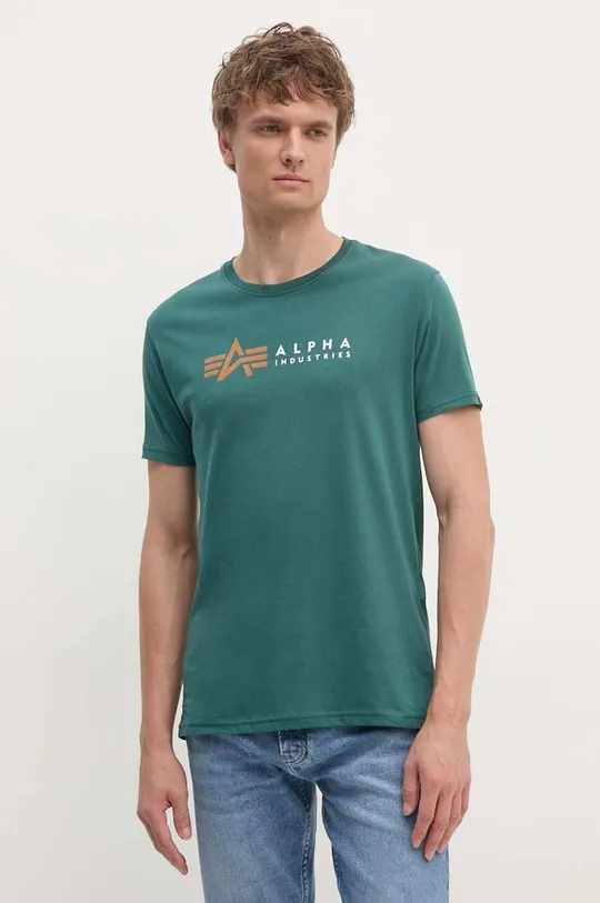 Хлопковая футболка Alpha Industries 118533.03 зелёный AW24