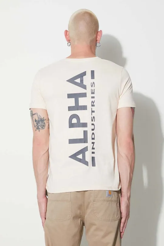 béžová Bavlnené tričko Alpha Industries Pánsky