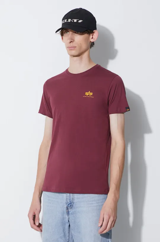 bordowy Alpha Industries t-shirt bawełniany