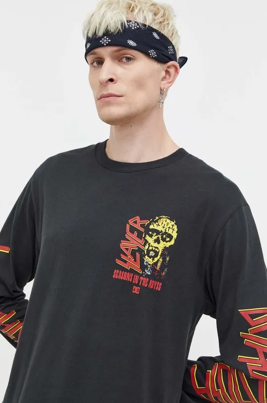 μαύρο Βαμβακερή μπλούζα με μακριά μανίκια DC x Slayer