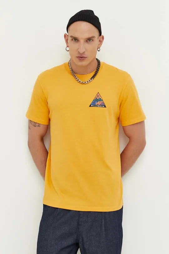 Βαμβακερό μπλουζάκι Billabong κίτρινο