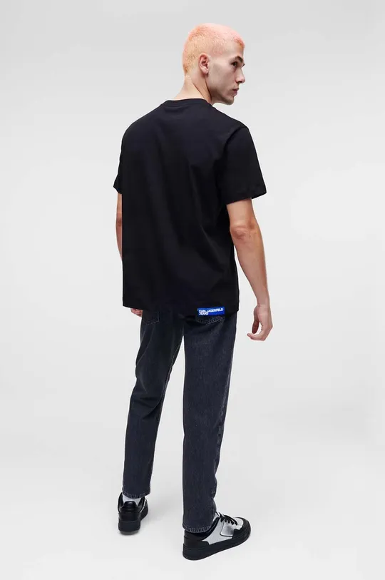 Βαμβακερό μπλουζάκι Karl Lagerfeld Jeans μαύρο