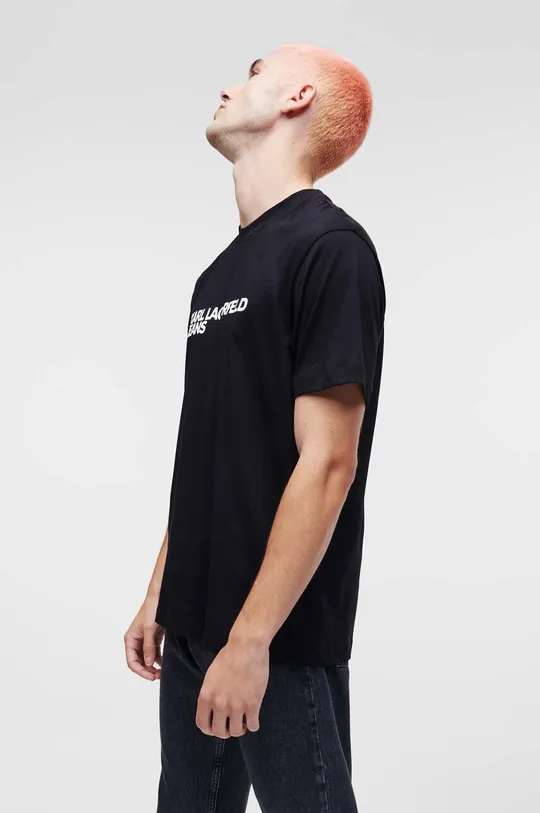 črna Bombažna kratka majica Karl Lagerfeld Jeans