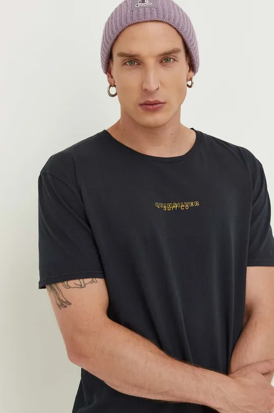czarny Quiksilver t-shirt bawełniany
