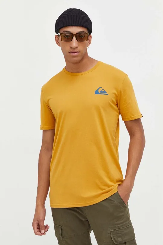 κίτρινο Βαμβακερό μπλουζάκι Quiksilver