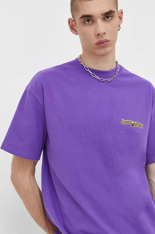 fioletowy Quiksilver t-shirt bawełniany