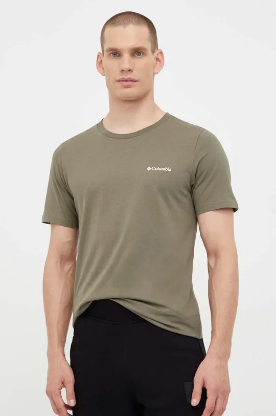 zelena Bombažna kratka majica Columbia Moški