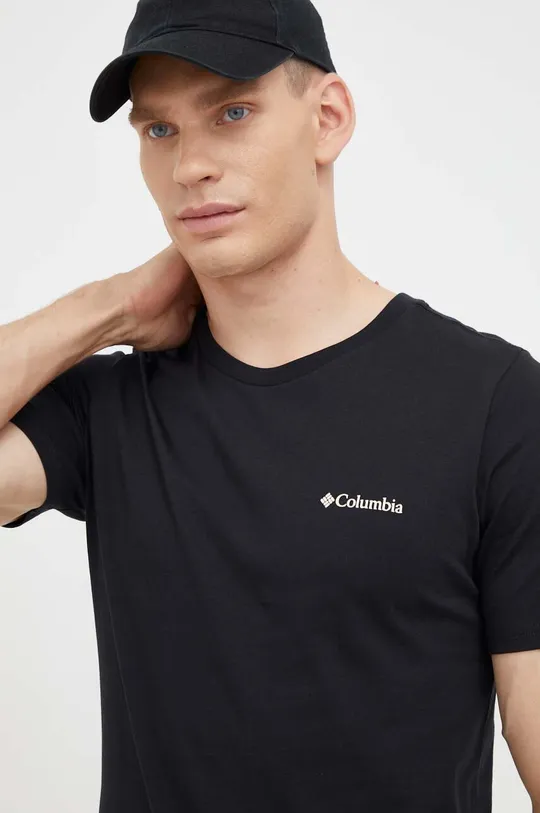 μαύρο Βαμβακερό μπλουζάκι Columbia
