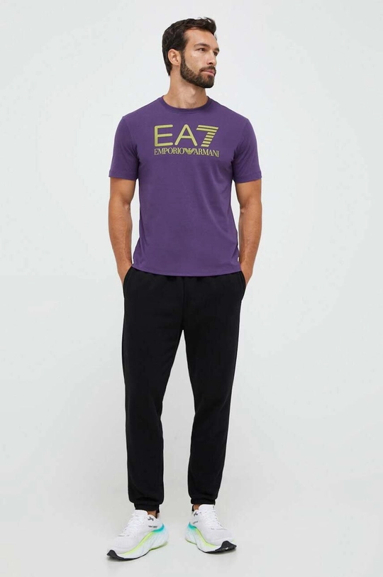 Βαμβακερό μπλουζάκι EA7 Emporio Armani 6RPT11.PJNVZ μωβ AW23