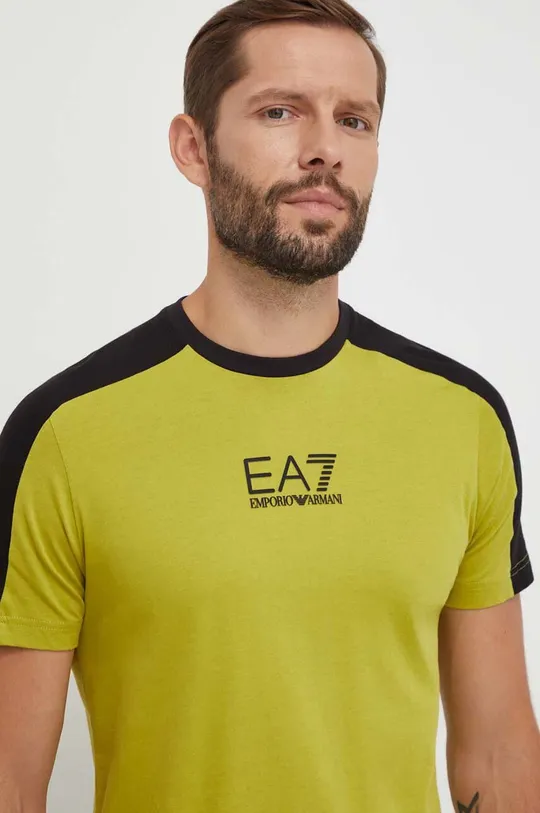 зелений Бавовняна футболка EA7 Emporio Armani