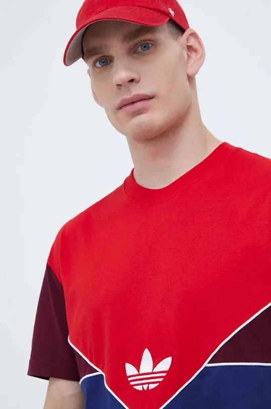 czerwony adidas Originals t-shirt bawełniany