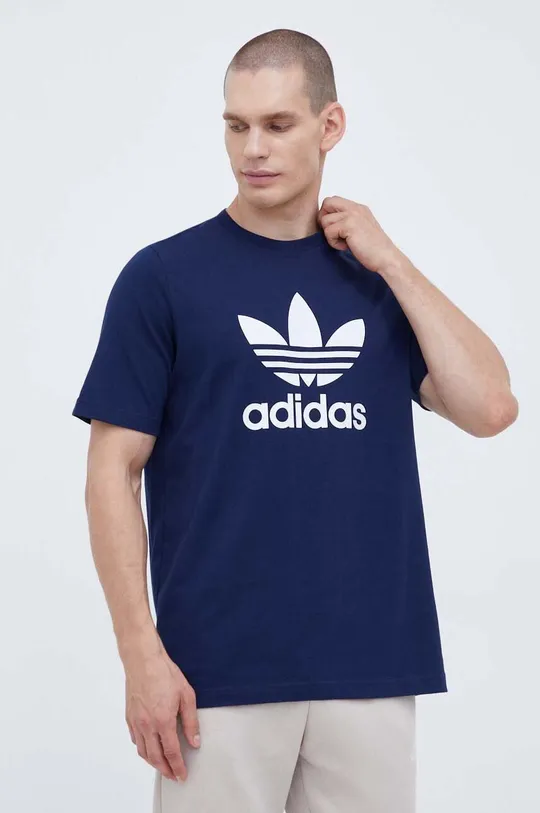 tmavomodrá Bavlnené tričko adidas Originals Pánsky