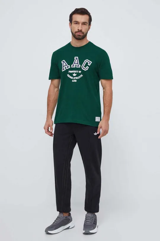 Bombažna kratka majica adidas Originals zelena