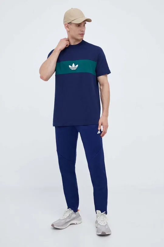 Bombažna kratka majica adidas Originals mornarsko modra