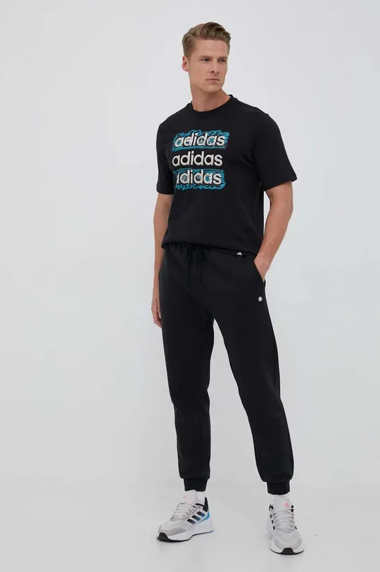 Bombažna kratka majica adidas črna