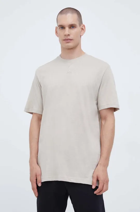 beżowy adidas t-shirt bawełniany