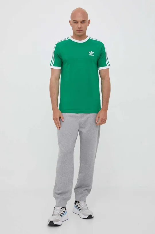 Βαμβακερό μπλουζάκι adidas Originals 0Adicolor Classics 3-Stripes Tee πράσινο