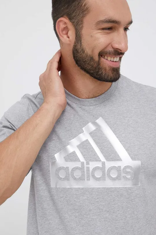 γκρί Βαμβακερό μπλουζάκι adidas