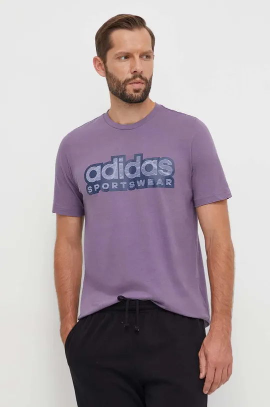 μωβ Βαμβακερό μπλουζάκι adidas Ανδρικά