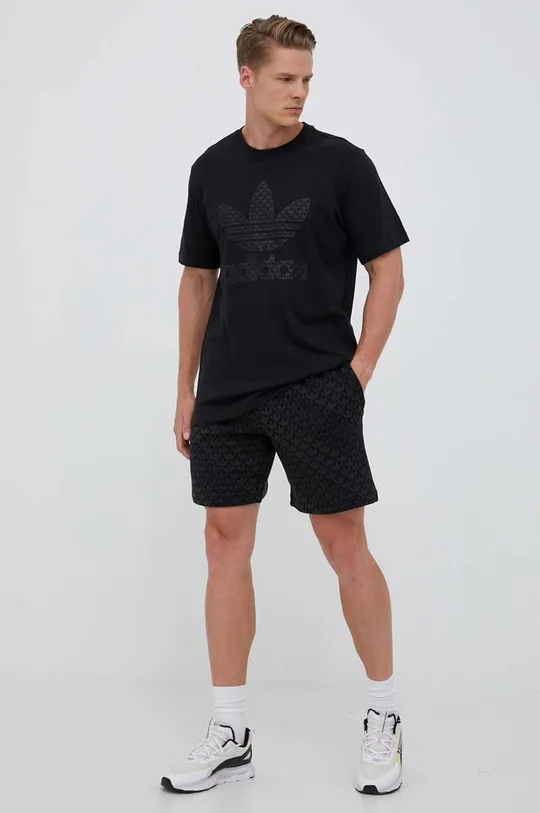 Βαμβακερό μπλουζάκι adidas Originals μαύρο