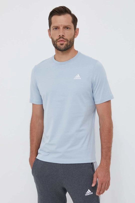 niebieski adidas t-shirt bawełniany