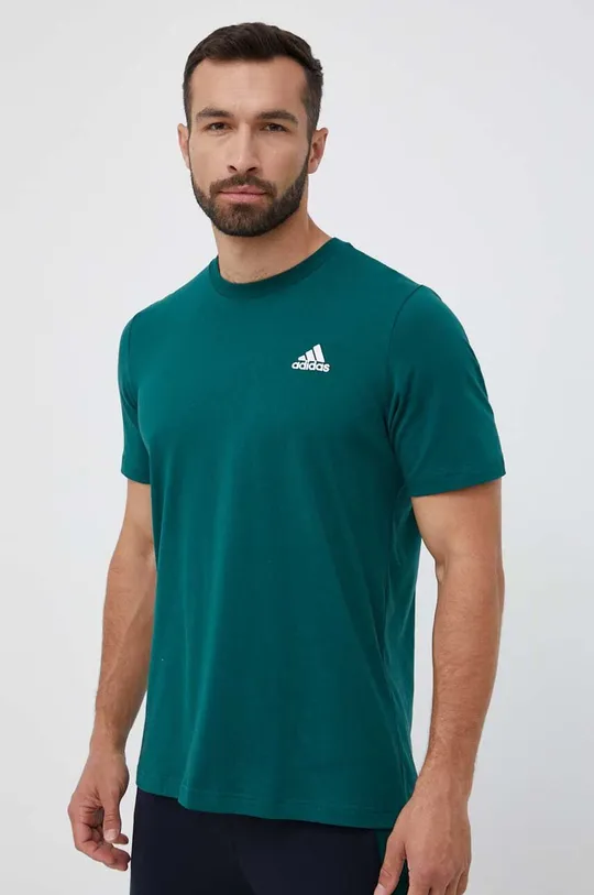 зелений Бавовняна футболка adidas