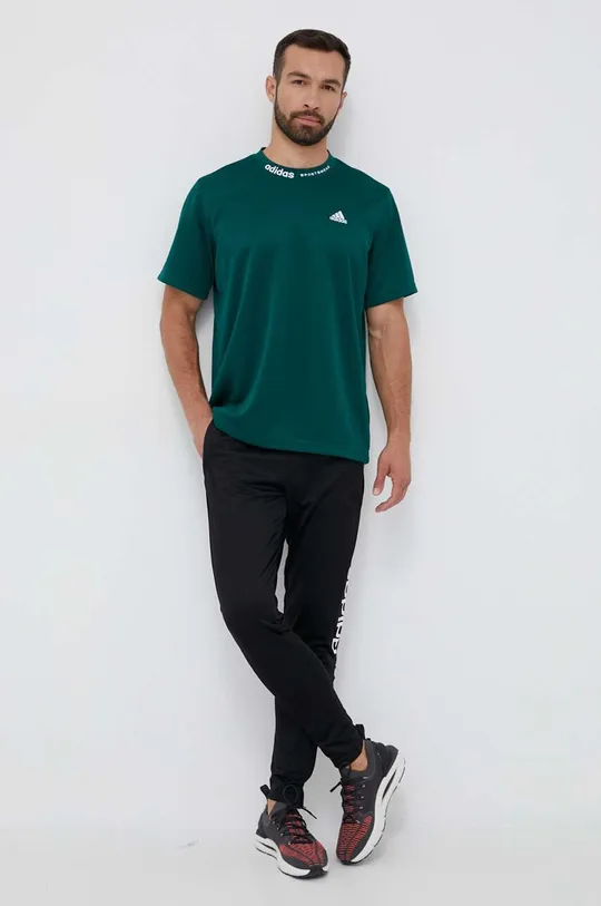 Βαμβακερό μπλουζάκι adidas πράσινο