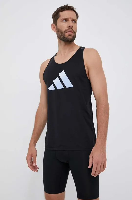 Μπλουζάκι για τρέξιμο adidas Performance Run Icons μαύρο