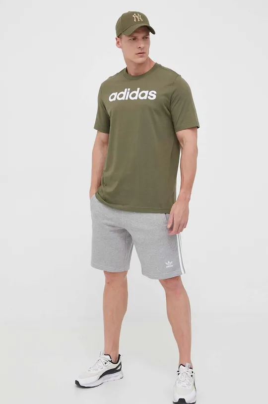 Bombažna kratka majica adidas zelena