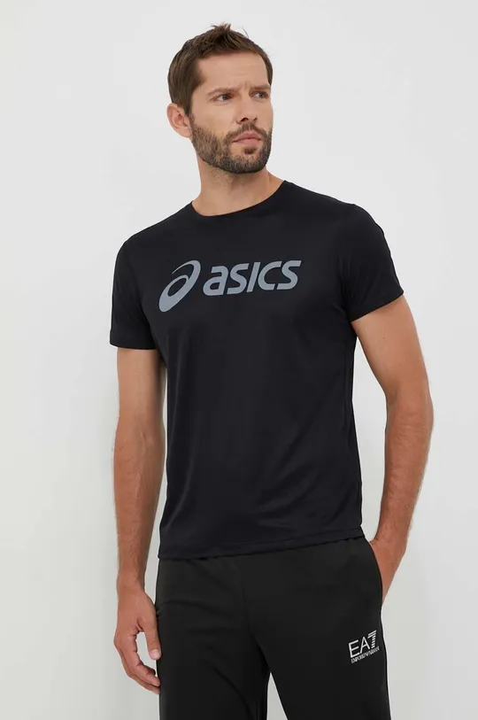 čierna Bežecké tričko Asics Pánsky