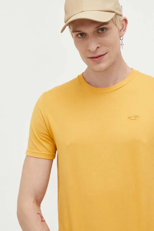 κίτρινο Βαμβακερό μπλουζάκι Hollister Co.
