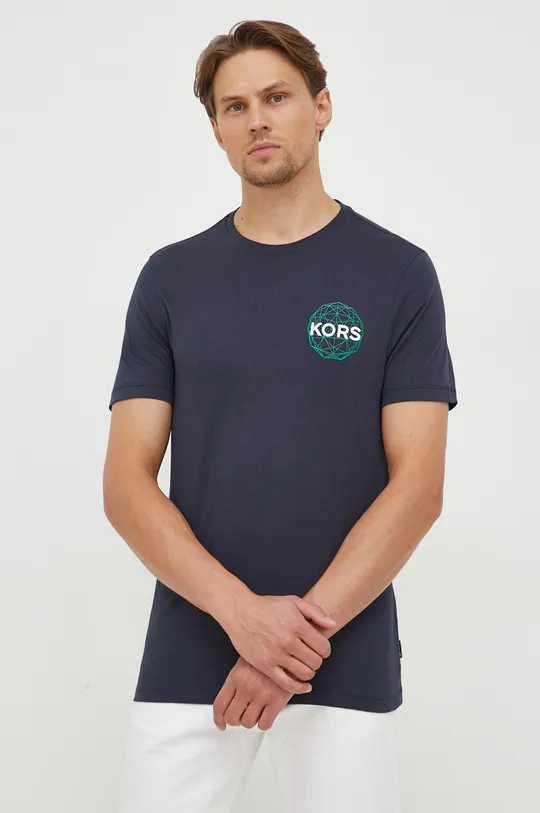 tmavomodrá Bavlnené tričko Michael Kors Pánsky