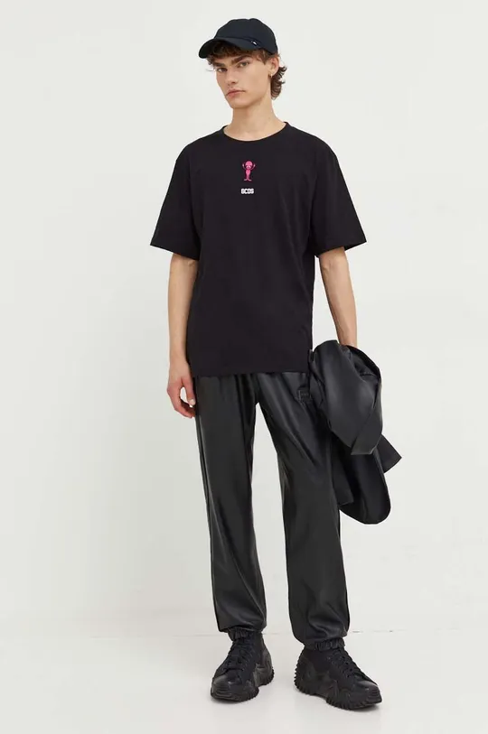 Βαμβακερό μπλουζάκι GCDS μαύρο