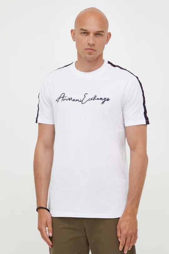 fehér Armani Exchange pamut póló Férfi