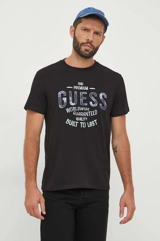 Bavlnené tričko Guess čierna