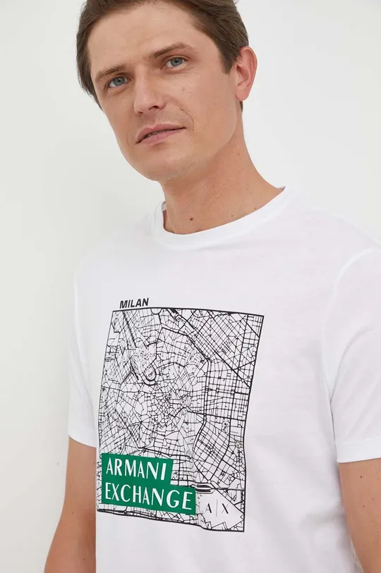 белый Хлопковая футболка Armani Exchange Мужской