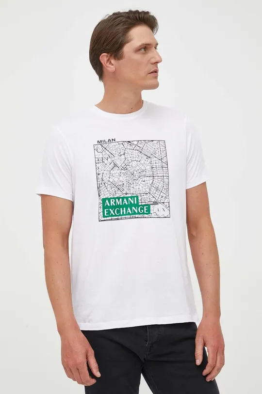белый Хлопковая футболка Armani Exchange
